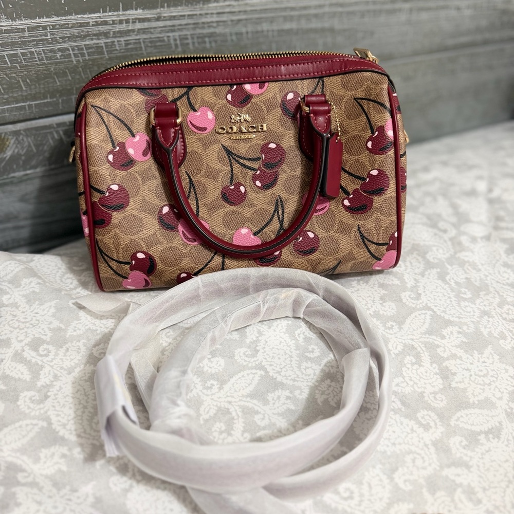 Coach Rowan Cherry Print Satchel